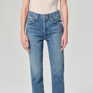 Agolde Riley Long High Rise Straight Jeans